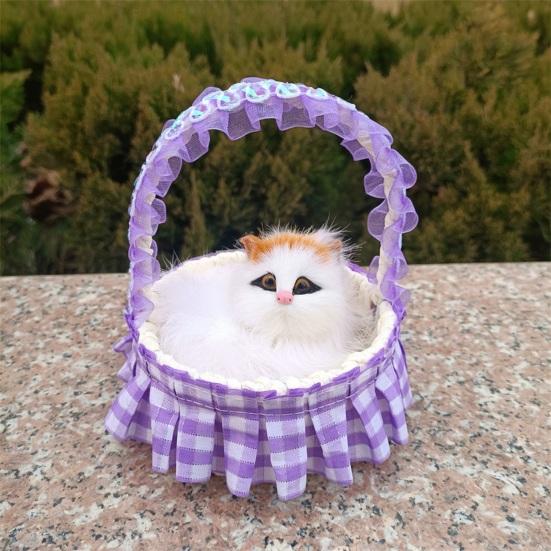 Реалистичная игрушка для кошек со звуком, портативная кружевная корзина с цветами, имитация искусственного меха, модель котенка, украшение, украшение для детей, любителей домашних животных, подарок на день рождения