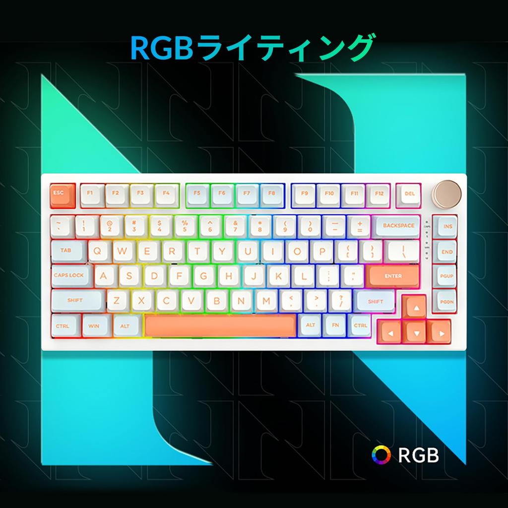 VGN N75 Dynamic Silver Jelly Orange Gaming Tenkeyless Mechanical Keyboard with Rotary English Warranty Keyboard, Knob, USB-C Connection, Layout,