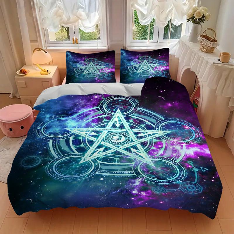 3pcs Cosmic Symbols Duvet Cover Set, Cover For Bedroom Guest Room (1 Duvet Cover + 2 Pillowcase, Without Quilt), yy250922155
