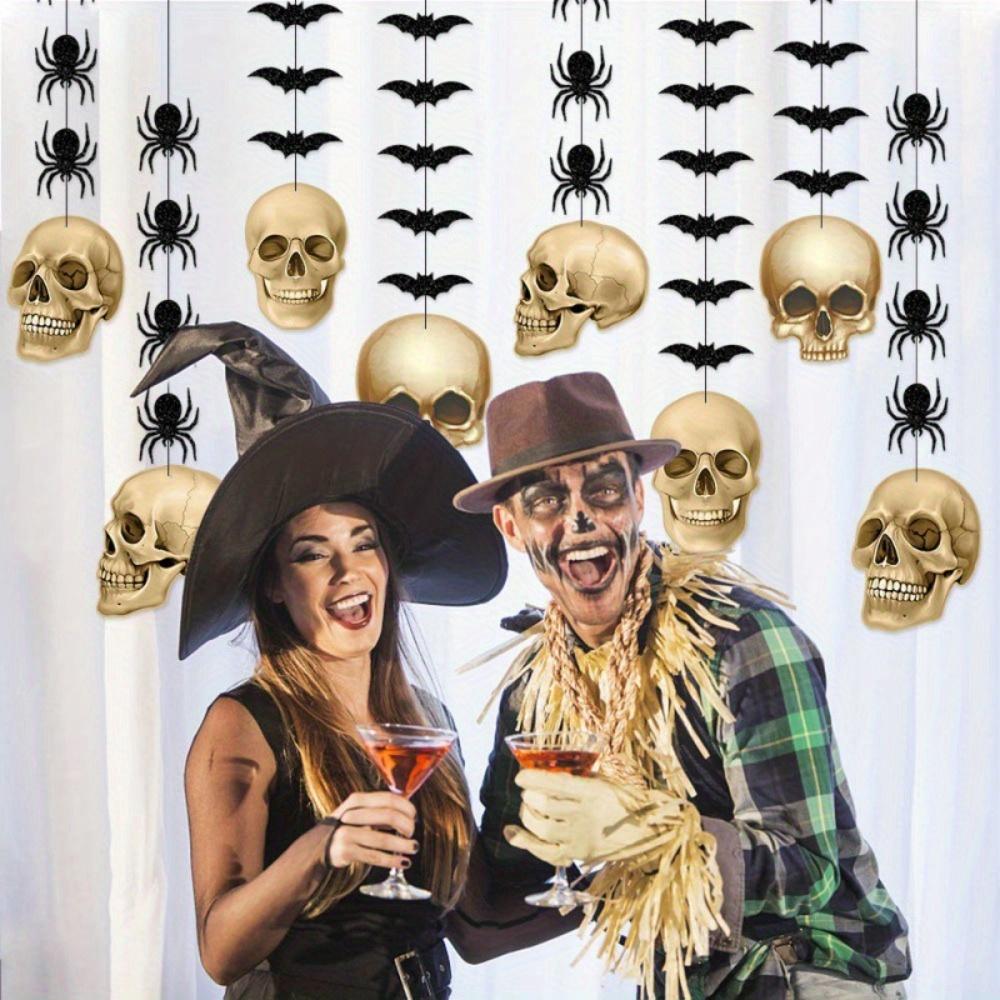 5 комплектов Хэллоуинские декоративные подвесные украшения Череп Паук Летучая мышь Подвесной декор Хэллоуинские украшения Готическая вечеринка Подвесные скелеты Стримеры Баннер