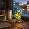 Study Desk Atmosphere Light Cute Bedside Table Lamp, Butterfly Rose Nightstand Lamps, Stained Glass Aged Bronze Carving Lamp Wing Shade, Bedroom Decor