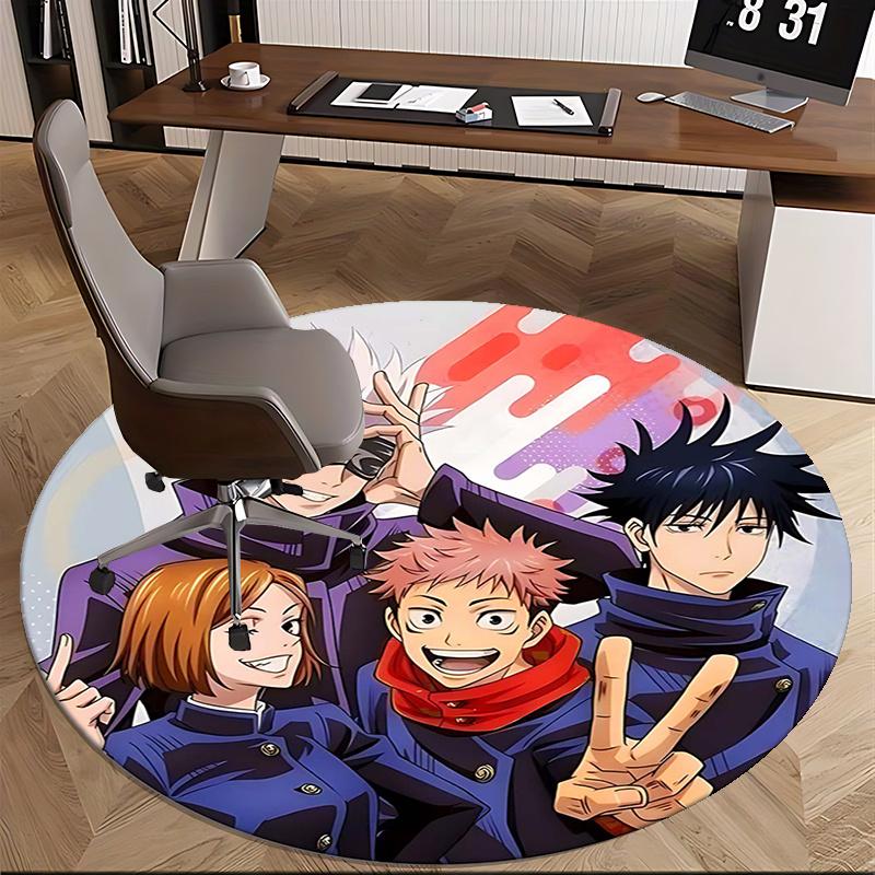Jujutsu Kaisen, Стулья с персонажами аниме, Коврик под стул, Круглый ковер, Ковер для офиса, Нескользящий, Подходит для гостиных, спален, Декор1205804a