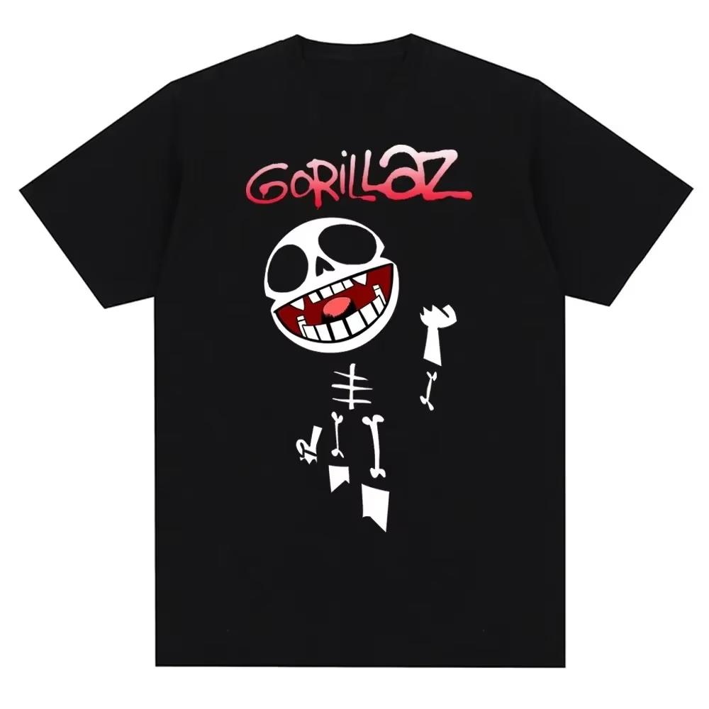Модная летняя женская мужская футболка Музыкальная группа Gorillazs Панк-рок Принт 90-е Высококачественный хлопок Короткий рукав Оверсайз Футболка