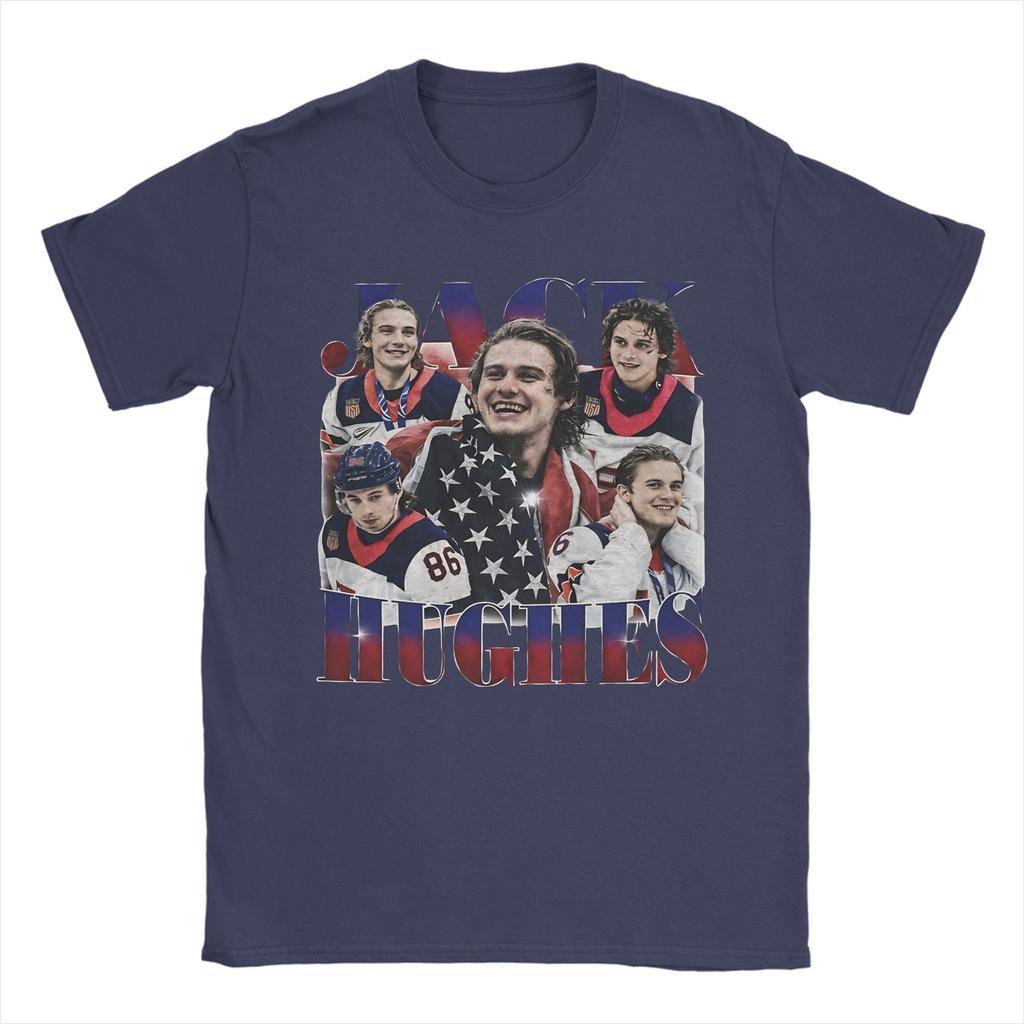 Печатная футболка Jack Hughes Smile USA Hockey Golden Goal для унисекс, хлопковая футболка, топы с коротким рукавом