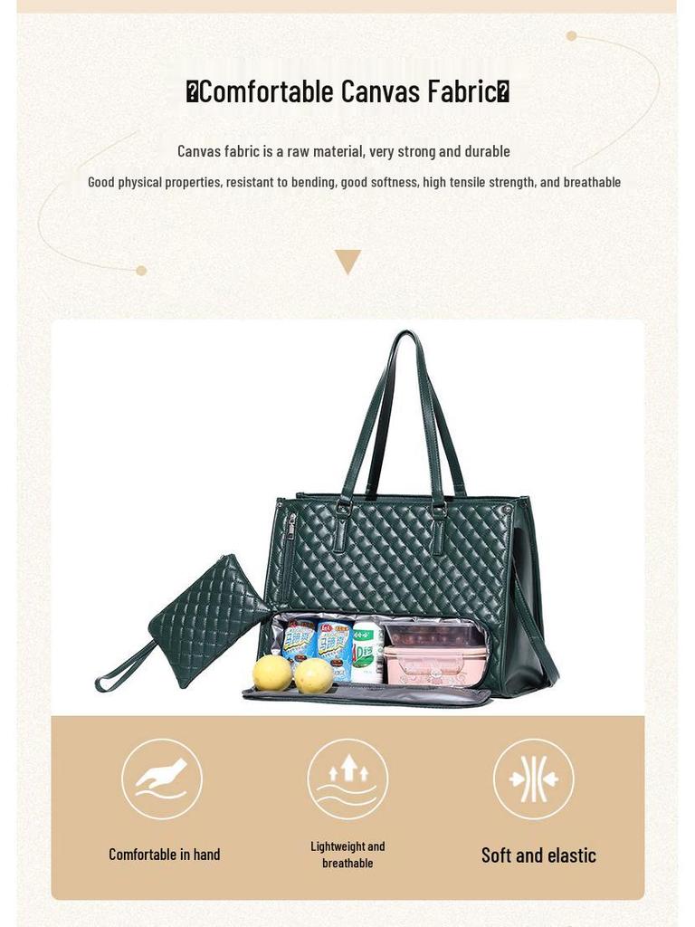 Insulated Black Diamond Lunch Bag with Handle & Shoulder Strap for Work or Picnic