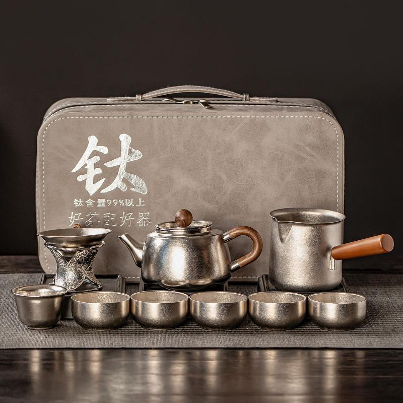 BEPAN Pure Titanium Tea Set Household New High-end Brewing Teapot Kung Fu Cup Plate Gift Box Holiday Gift