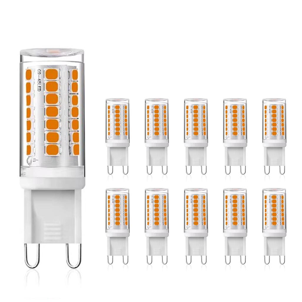 10 шт. Светодиодная лампа G9 с диммированием, без мерцания, 220 В, 45 светодиодов 2835SMD, 4 Вт, керамический держатель, освещение для люстр