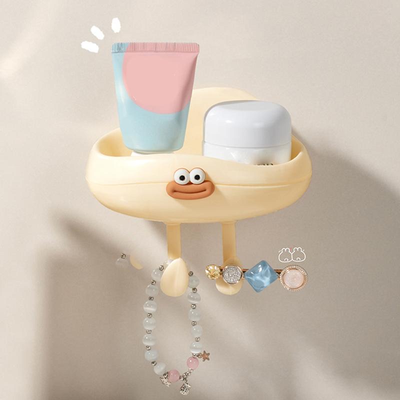 Cute Cloud Soap Box Wall Mounted Soap Dish Box Punch Free Multi-Purpose Towel Hook Hanger Drainage Storage Rack Bathroom Supply