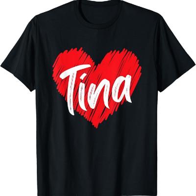 Я люблю Тину Сердце персонализированное имя Тина футболка