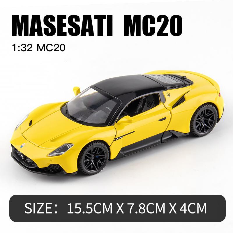 1:32 Мазерати MC20 Купе Сплав Спортивный Автомобиль Металлическая Модель Литья под Давлением Звук и Свет Игрушка с Оттягиванием Украшения для Компьютерного Стола Подарок для Детей