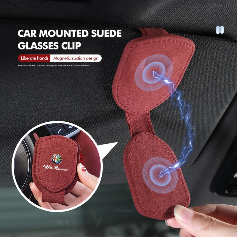 2026 Hot Sticker For Alfa Romeo Car Sun Visor Clip Glasses Cards Magnetic Sunglasses Bracket GT Stelvio F1 Brera Volante Tonale 