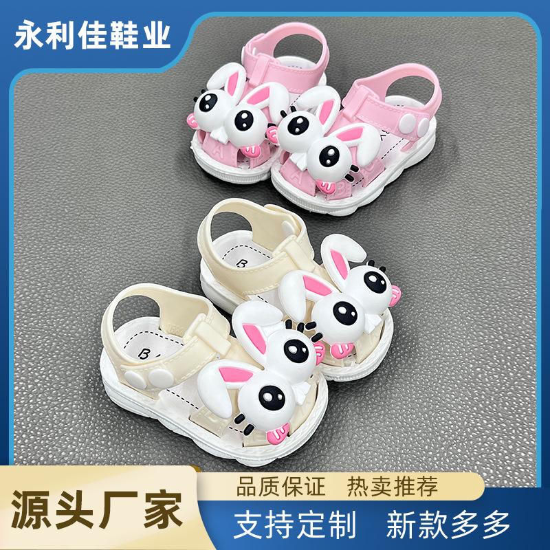 Girls' sandals for summer, non-slip soft-soled toddler shoes for little girls and babies, closed-toe walking shoes