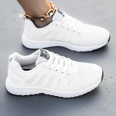 Женская спортивная повседневная обувь однотонная цветная модная дышащая сетчатая обувь на шнуровке для ходьбы, легкой атлетики, тенниса, бега