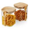 POKALOTEA Glass Canisters, Airtight, 900ml, Kitchen Glass Storage Containers, Set of 2, Heat-Resistant Glass Tea Canisters with Airtight Bamboo Lids a