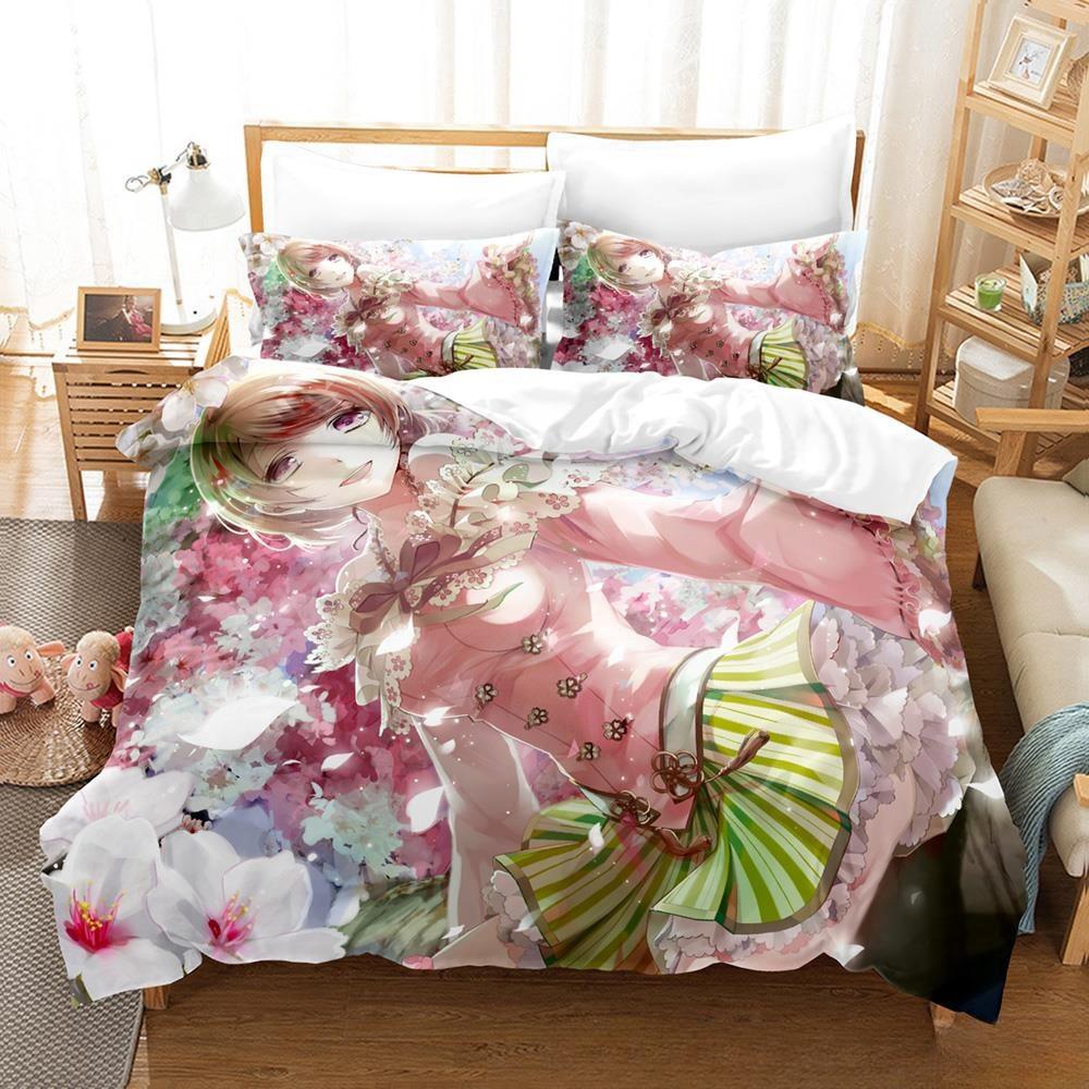 Мода 2025 Новая Каваии Love Live! Комплект постельного белья Мультяшный Аниме трехпредметный Комплект Взрослый Детский Спальня Комплекты Пододеяльников Домашний Текстиль