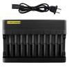Умное быстрое зарядное устройство на 10 слотов для литиевых аккумуляторов 18650/14500/16340, в комплекте кабель, поддерживает независимую зарядку