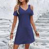 Женские летние модные повседневные платья с v-образным вырезом и короткими рукавами без бретелек