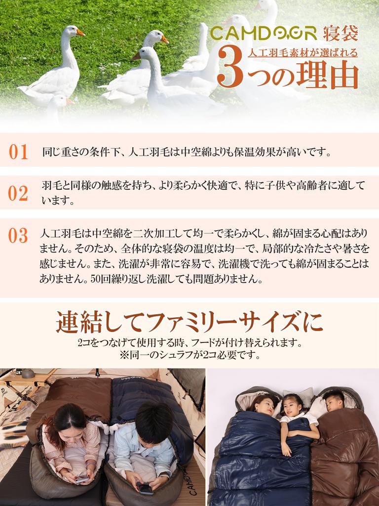 CAMDOOR Winter Sleeping Bag Down Comfortable Temperature 230T Includes Storage Adjustable Fully Ideal for Disaster Car Outdoor Road and Indoor