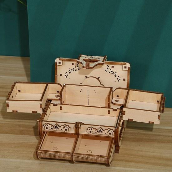 3D Three-dimensional Puzzle Antique Storage Box Wooden Puzzle Improve Concentration DIY Puzzle Model, Korean Popular Puzzles