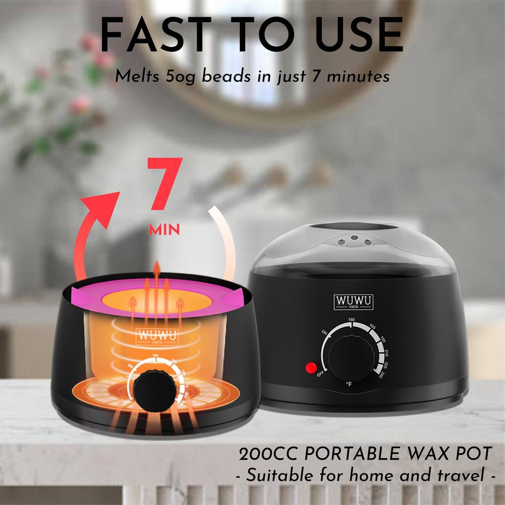 Wuwuvista Набор для депиляции воском 63 шт., идеальный подарочный набор - твердый воск для удаления волос с подогревателем для воска, восковые шарики для депиляции лица/бразильской эпиляции/всего тела/бикини/чувствительной кожи
