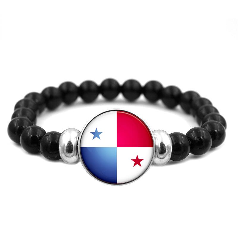 287 Countries National Flag Snap Button Elastic Band Beads Country Flag Independence Day Bead Jewelry Beaded Bracelet