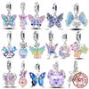 Copper Charms Beads Luminous Elf Colorful Butterfly Pendant Fit Women Original Bracelet Diy Christmas Gift