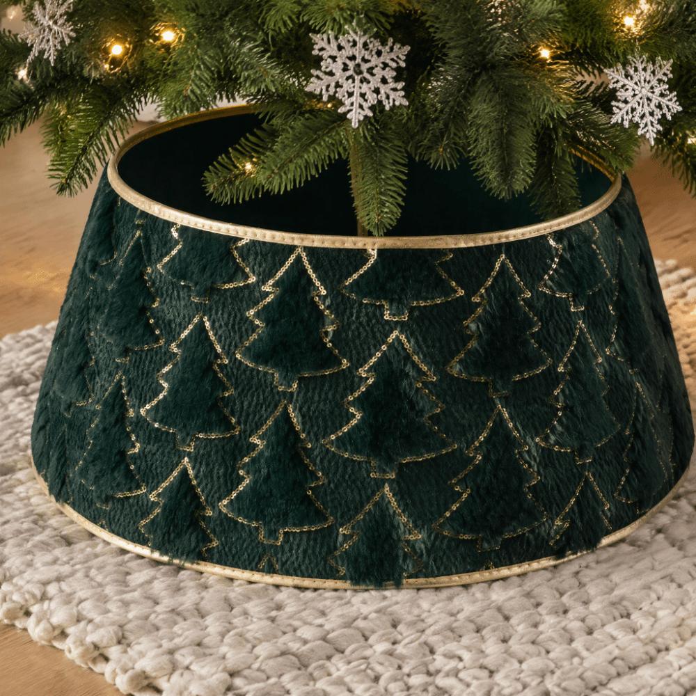 Round Christmas Tree Skirts Foldable Xmas Tree Foot Cover Christmas Tree Collar Home