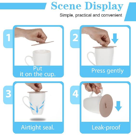Silicone Lids for Cups, Ymapinc 6Pcs Silicone Cup Covers, Colored Universal Cup Lids, Reble Mug Cover, Food Grade Dust-proof Airtight Seal Lids for