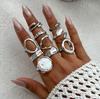 Baroque Pearl Hollow Open Rings Set for Women Punk Irregular Geometry 3/10Pcs/Set Adjustable Ring Hip Hop Knuckle Female Zircon