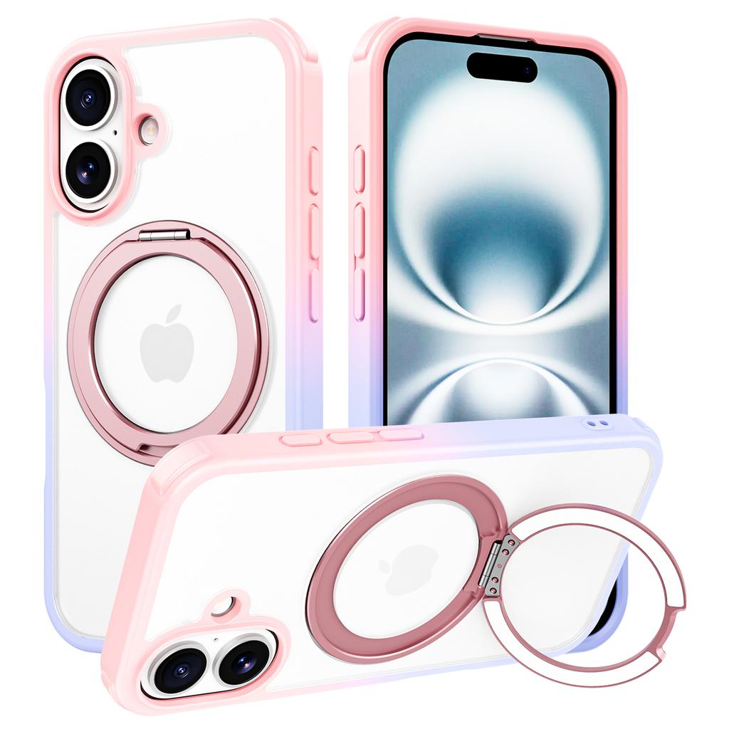For iPhone 16 Case Compatible with MagSafe Ring Kickstand TPU+PC Back Cover