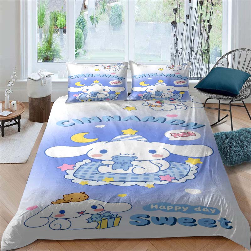 Cinnamoroll patterned soft and comfortable duvet cover, children's bedding set, available in king, large, single and double size