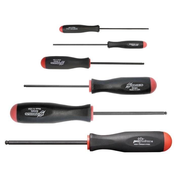 BONDHUS Hex Ball Point Driver Set, Black Finish, 6-Piece (1.5, 2, 2.5, 3, 4, 5mm) BSX6M No.10686
