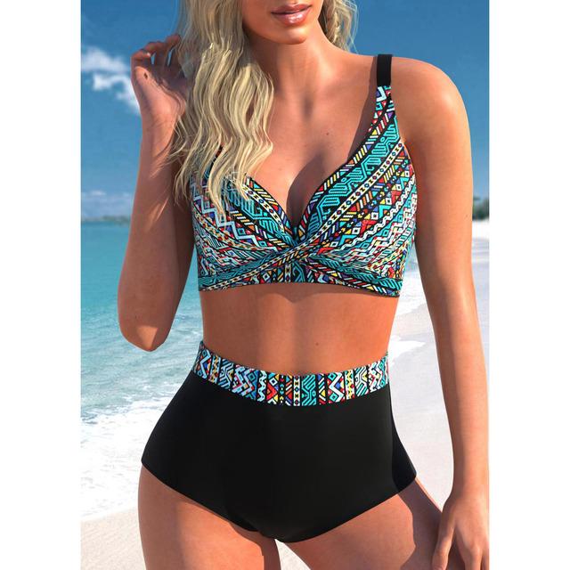 Женский сексуальный винтажный купальный костюм, бикини, новый дизайн, купальник с принтом, летний купальник, комплект из двух предметов, пляжная одежда, женский купальный костюм