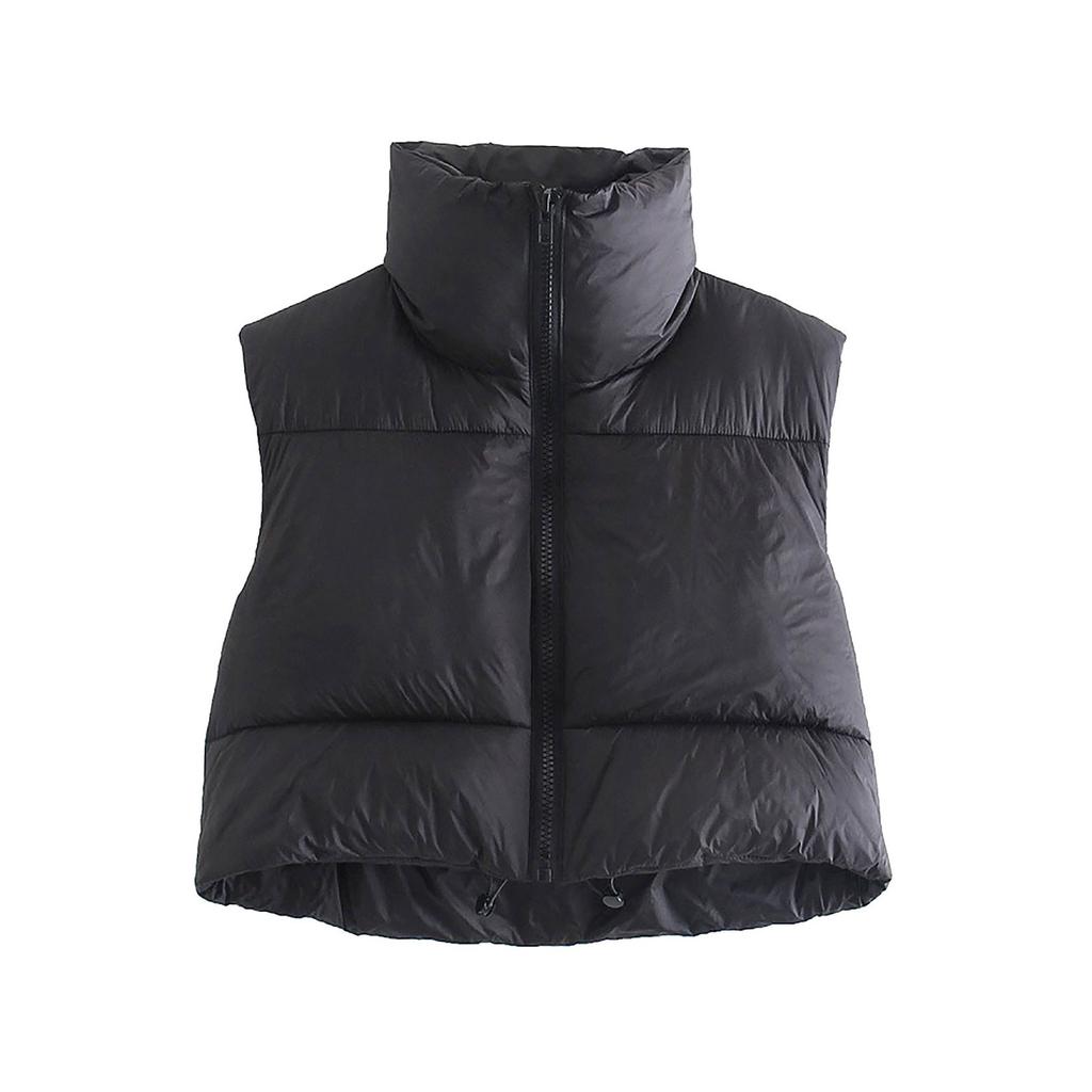 Women's Winter Crop Vest Lightweight Sleeveless Warm Outerwear Vest Padded Gilet