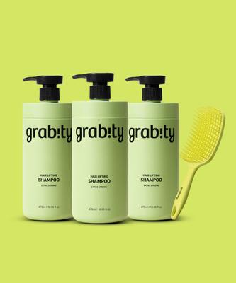 Шампунь Grabity для лифтинга волос Extra Strong 475 мл x 3 + Щетка