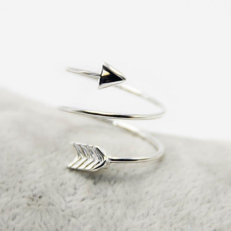 Новые поступления, модные серебряные уникальные регулируемые кольца с покрытием, крутое кольцо на палец со стрелкой, кольцо для влюбленных