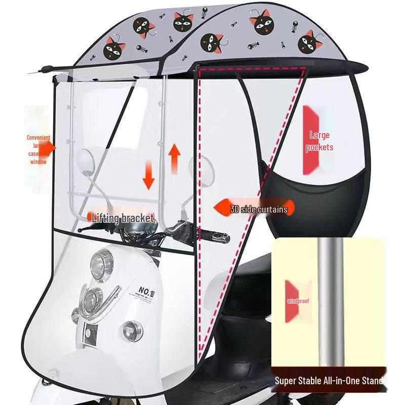 Солнцезащитный Дождевик Тент для Автомобиля с Утолщенным Лобовым Стеклом для Электровелосипедов и Трехколесных Велосипедов