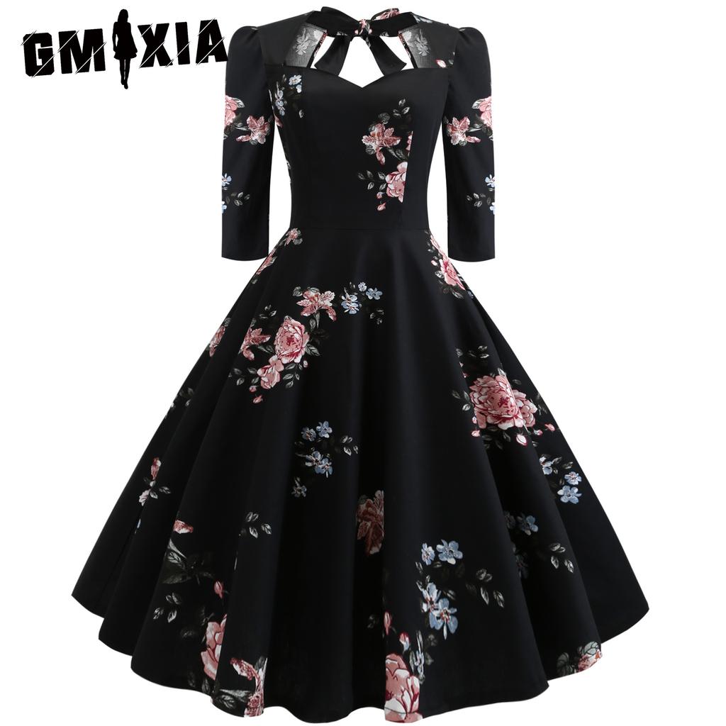 GMXIA Свободное платье с принтом и бантом на талии Юбка Помпадур