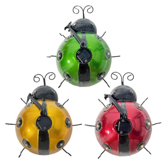 Садовая статуя божьей коровки, светильник на солнечной энергии, светодиодный декоративный светильник из кованого железа, ландшафтный светильник для двора