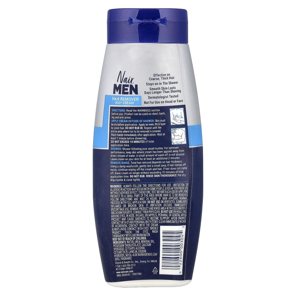 NAIR Men's Hair Removal Body Cream, 340g (12oz)