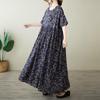Короткий рукав Плюс размер Хлопок винтажный цветочный новый в платьях для женщин повседневное свободное макси длинное летнее платье
