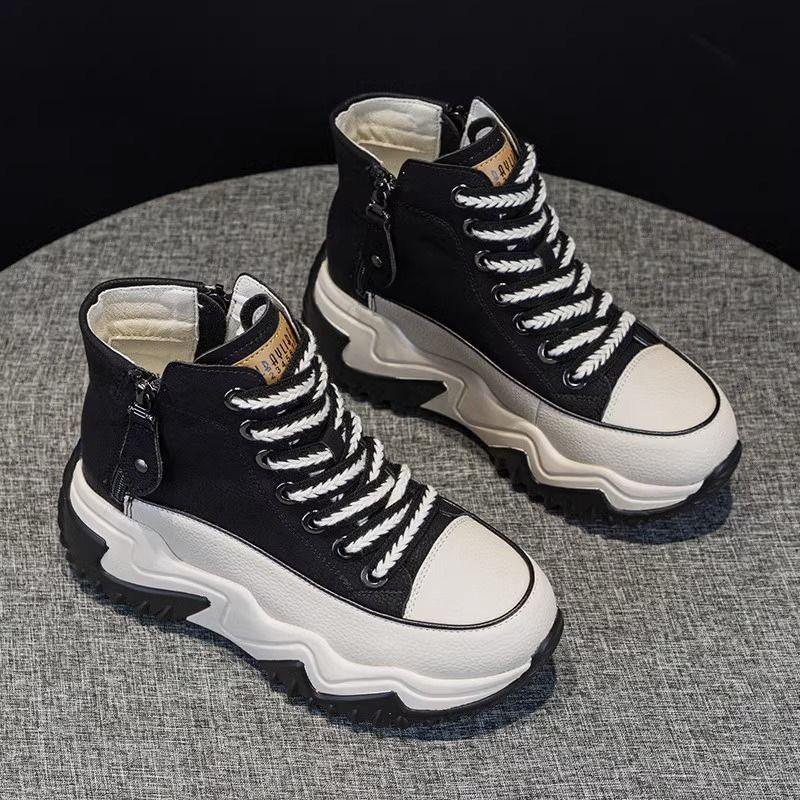Женские новые кроссовки на платформе Женские туфли с высоким верхом Осенне-зимняя модная обувь для тренировок Сохраняющие тепло ботильоны