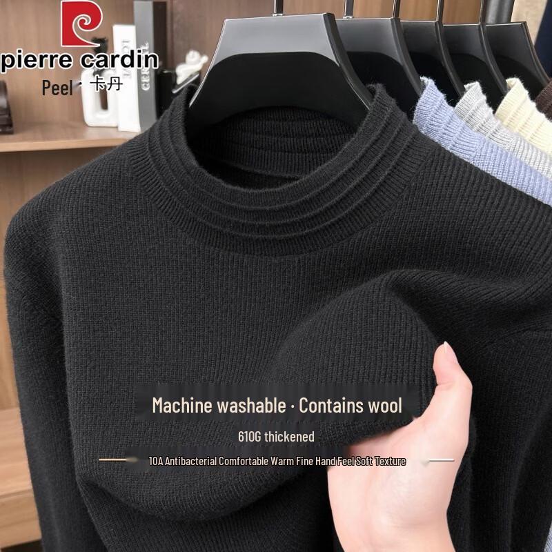 Pierre Cardin Мужской утолщенный вязаный свитер с полувысоким воротником