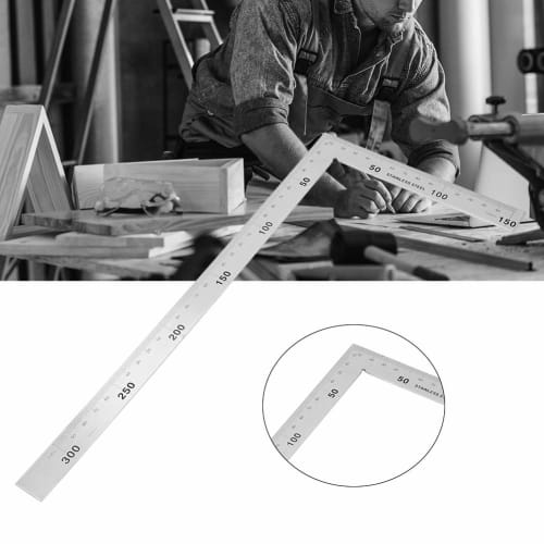 Stainless Steel Right Angle Ruler, 90 Degree Square, L-Shaped, Silver, Carpentry Tool, 90 Degree Angle Ruler, Measuring and Layout Tool, Double-Sided