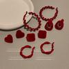 Красные бархатные серьги-кольца, Женские шикарные ретро новогодние и рождественские модные пусеты