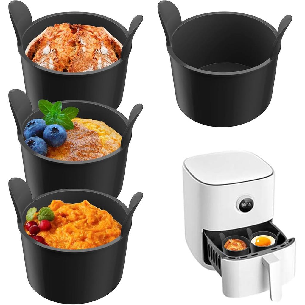 2Pcs Air Fryer Egg Poacher Cups Silicone Cake Muffins Cupcakes Moulds Baking Custard Tart Pie Desserts Egg Poaching Maker AVE