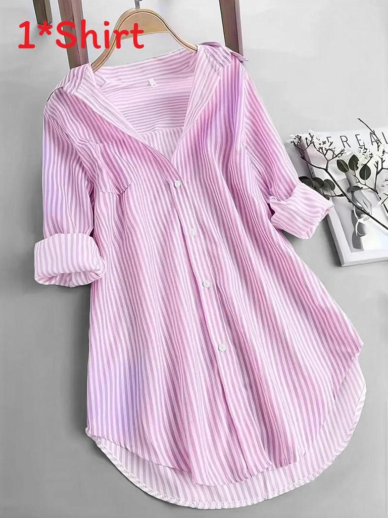 Classic Striped Shirt With Stretch Fabric For Casual And Office Wear