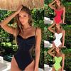 Women's Solid Color One-piece Swimsuit Sexy Mesh Bikini Swimsuit