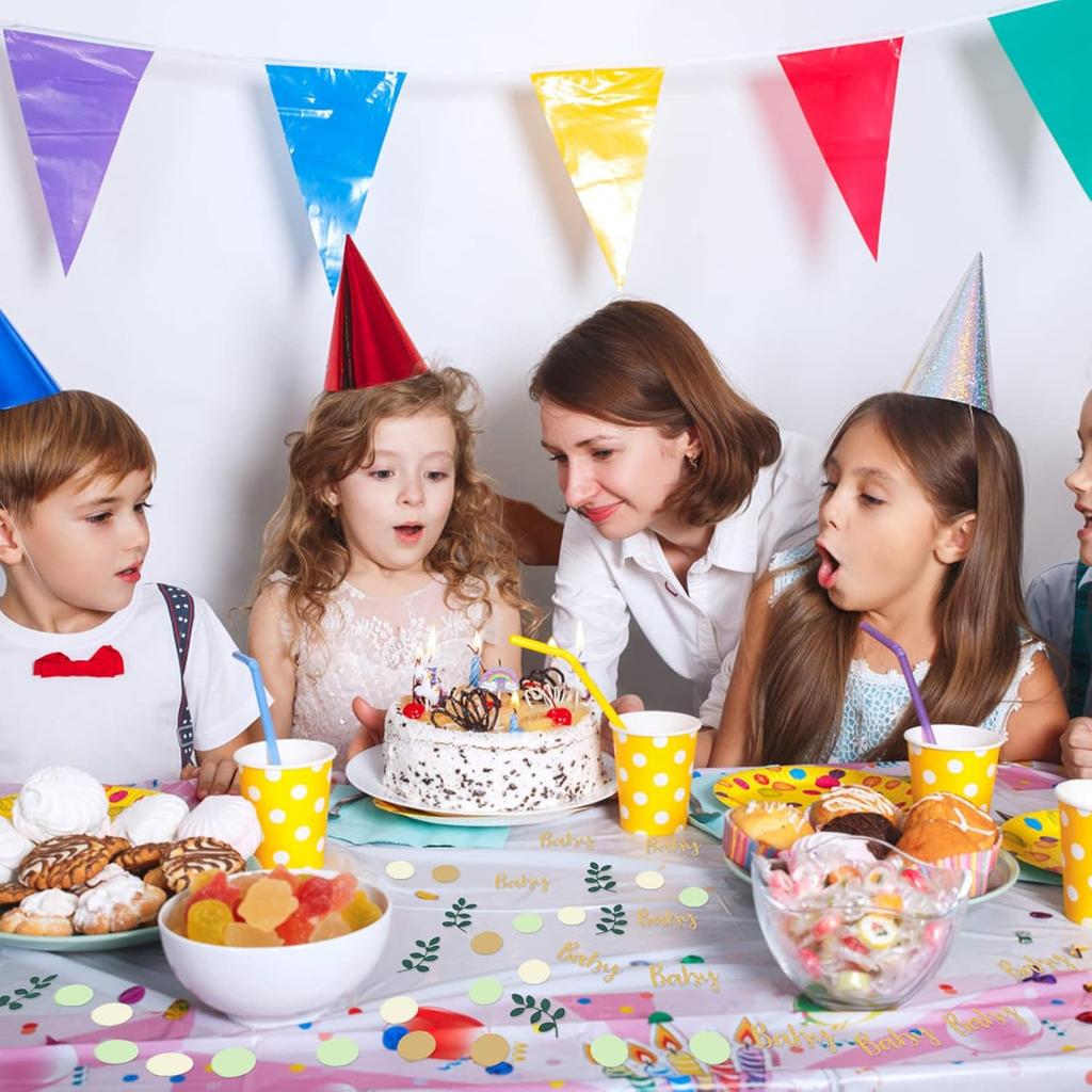 Confetti Tissue Sprinkle - 350 Pcs Baby Shower Decorations - Gold, Ivory, Sage Green Table Scatter for Ice Cream Theme Party & Wedding