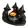 Подсвечник в виде черного кота, смоляной подсвечник в виде кошек на Хэллоуин с ведьмиными шляпами, винтажный подсвечник, настольное украшение, подарок для любителей кошек